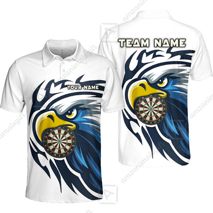 Custom Majestic Eagle Mascot Darts Jersey Polo Shirt, Custom Majestic Eagle Mascot Dart Jersey Team Shirt For Players With Name & Team Name