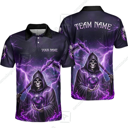 Custom Bowling Jersey Polo Shirt, Multiple Colors Death, Custom Bowling Jersey Team Shirt For Players With Name & Team Name
