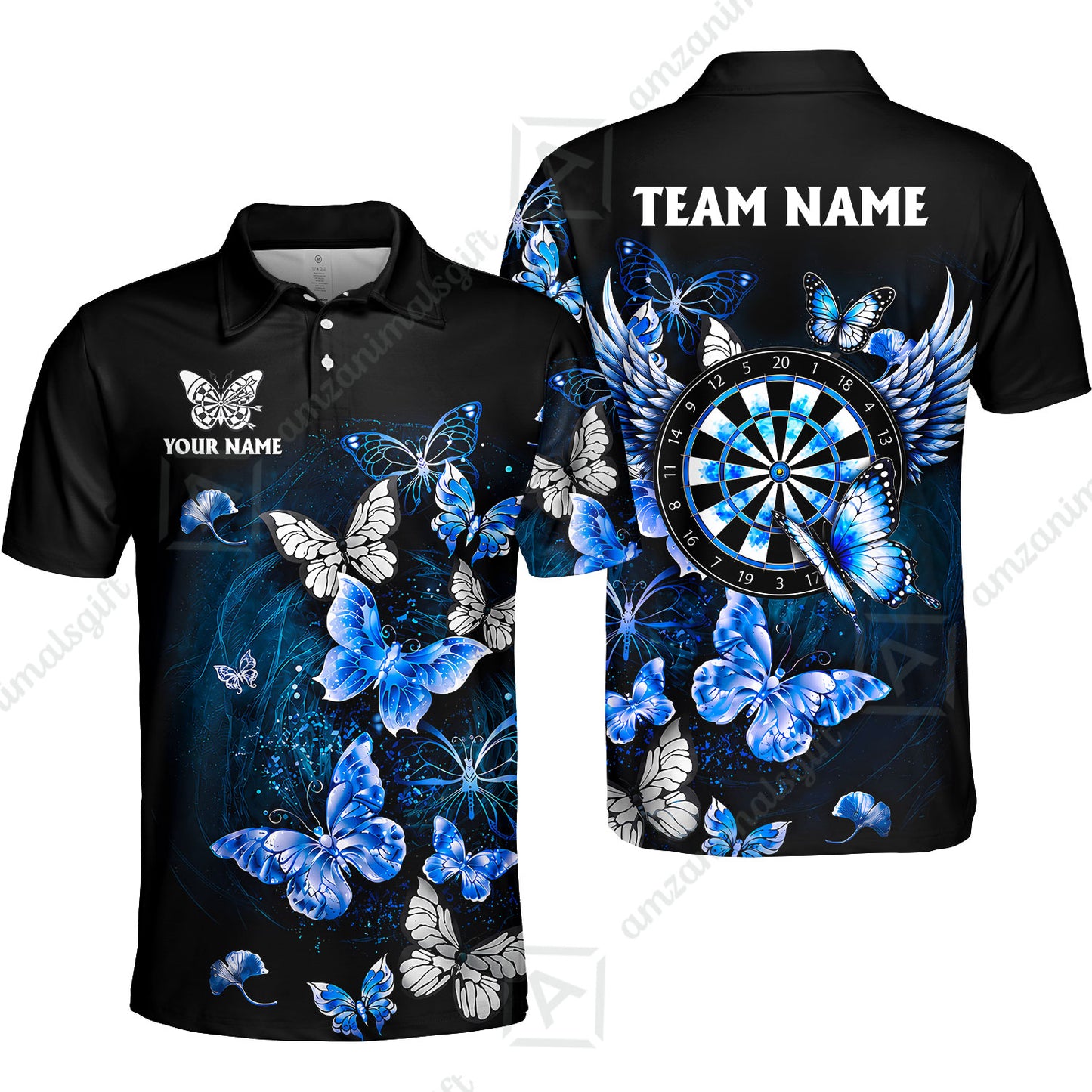 Custom Dart Jersey Team Shirt For Players, Dreamy Nebula & Angelic Butterflies, Personalize Name and Team Name