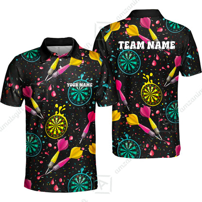 Customized Darts Team Uniform Shirt, Funny Colorful Donuts Darts and Dartboard, Personalized Name And Team Name