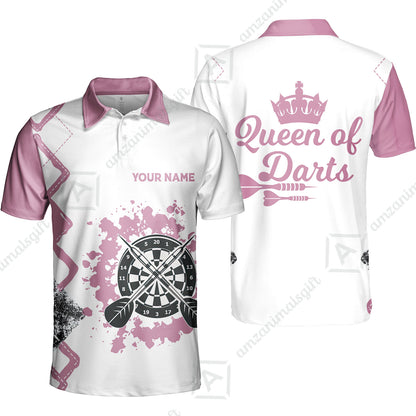 Customized Darts Women Polo Shirt, Queen of Darts Team Shirt, Personalized Name Polo Shirt For Women - Perfect Gift For Darts Lovers, Darts Players