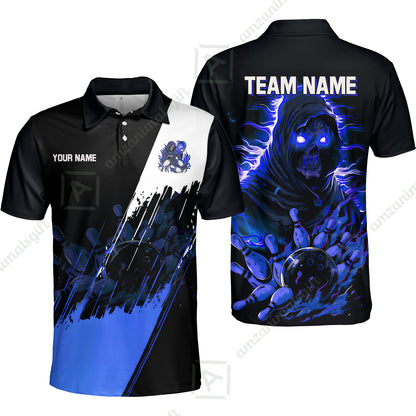 Custom Bowling Jersey Polo Shirt, Glow Reaper Bowling Custom Bowling Jersey Team Shirt For Players With Name & Team Name