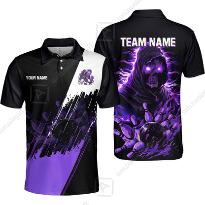 Custom Bowling Jersey Polo Shirt, Glow Reaper Bowling Custom Bowling Jersey Team Shirt For Players With Name & Team Name