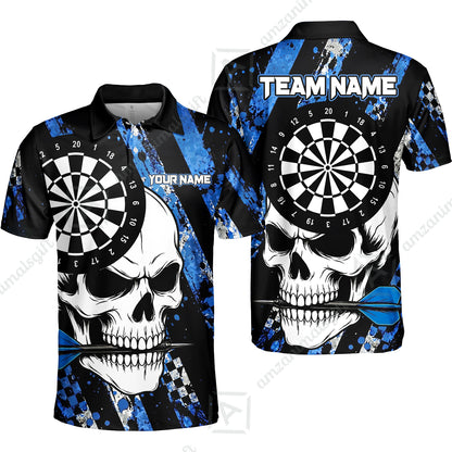 Custom Darts Jersey Polo Shirt, Skull Bites Dart, Custom Dart Jersey Team Shirt For Players With Name & Team Name