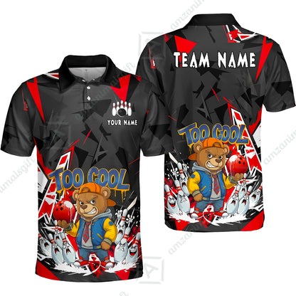 Custom Bowling Jersey Polo Shirt, Streetwear Style Bear Bowling, Custom Bowling Jersey Team Shirt For Players With Name & Team Name