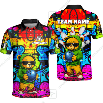 Custom Bowling Jersey Polo Shirt, Urban Street Art Bowling, Custom Bowling Jersey Team Shirt For Players With Name & Team Name