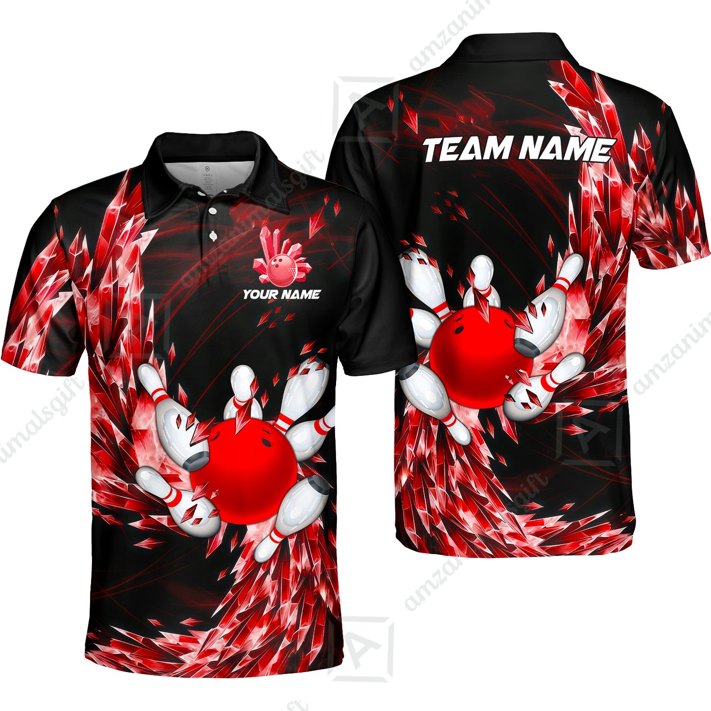 Custom Bowling Jersey Polo Shirt, Crystal Explosion Bowling Custom Bowling Jersey Team Shirt For Players With Name & Team Name