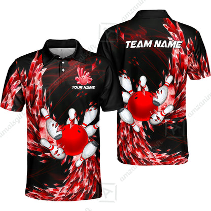 Custom Bowling Jersey Polo Shirt, Crystal Explosion Bowling Custom Bowling Jersey Team Shirt For Players With Name & Team Name