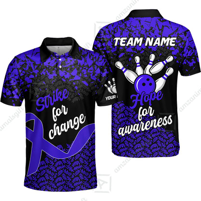 Custom Bowling Jersey Uniform Shirt, Bowling Strike For Change Team Shirt For Players With Name & Team Name