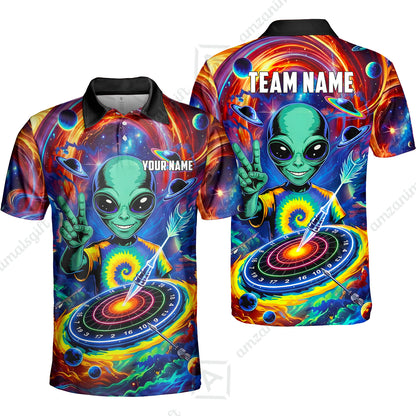 Custom Darts Team Jersey, Personalized Alien Vortex Strike Dart Polo Shirt For Players With Name & Team Name