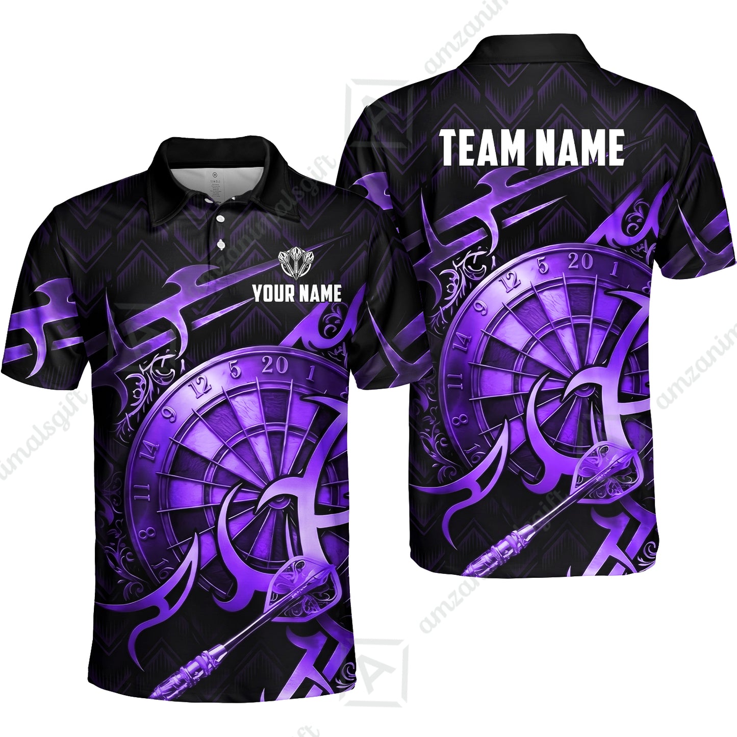 Custom Darts Jersey Polo Shirt, Tribal Darts & Mechanical Inferno, Custom Dart Jersey Team Shirt For Players With Name & Team Name