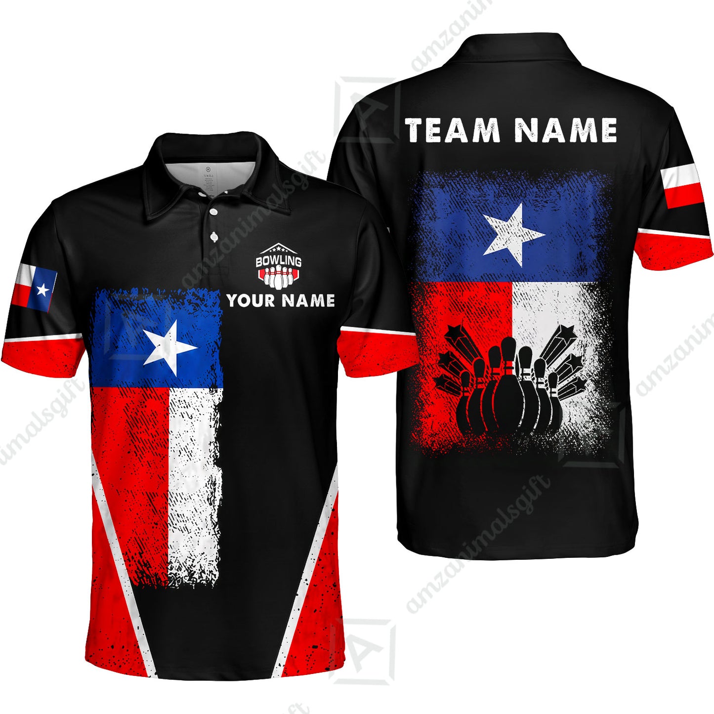 Custom Bowling Jersey Polo Shirt, Texas Stricker, Custom Bowling Jersey Team Shirt For Players With Name and Team Name