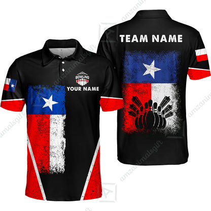 Custom Bowling Jersey Polo Shirt, Texas Stricker, Custom Bowling Jersey Team Shirt For Players With Name and Team Name