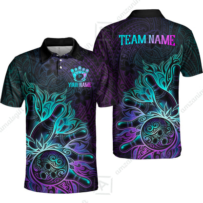 Custom Bowling Jersey Polo Shirt, Maori Tattoo Bowling, Custom Bowling Jersey Team Shirt For Players With Name & Team Name