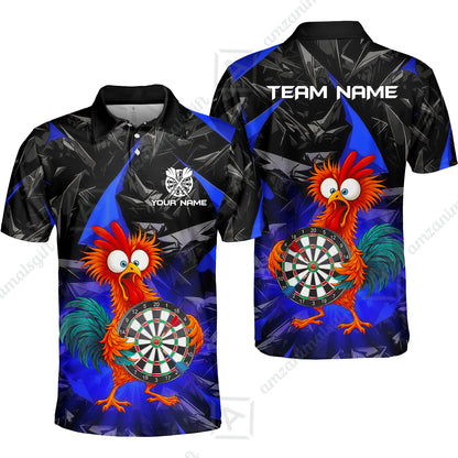Custom Darts Team Jersey, Personalized Funky Rooster Dart Shirt For Players With Name & Team Name