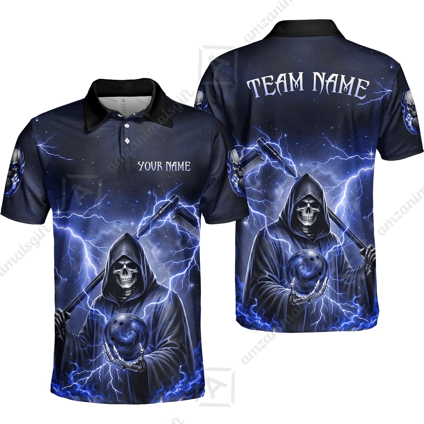 Custom Bowling Jersey Polo Shirt, Multiple Colors Death, Custom Bowling Jersey Team Shirt For Players With Name & Team Name