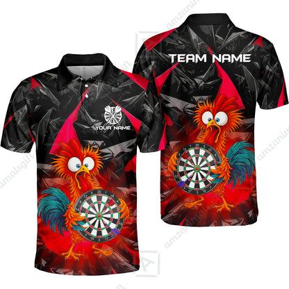 Custom Darts Team Jersey, Personalized Funky Rooster Dart Shirt For Players With Name & Team Name