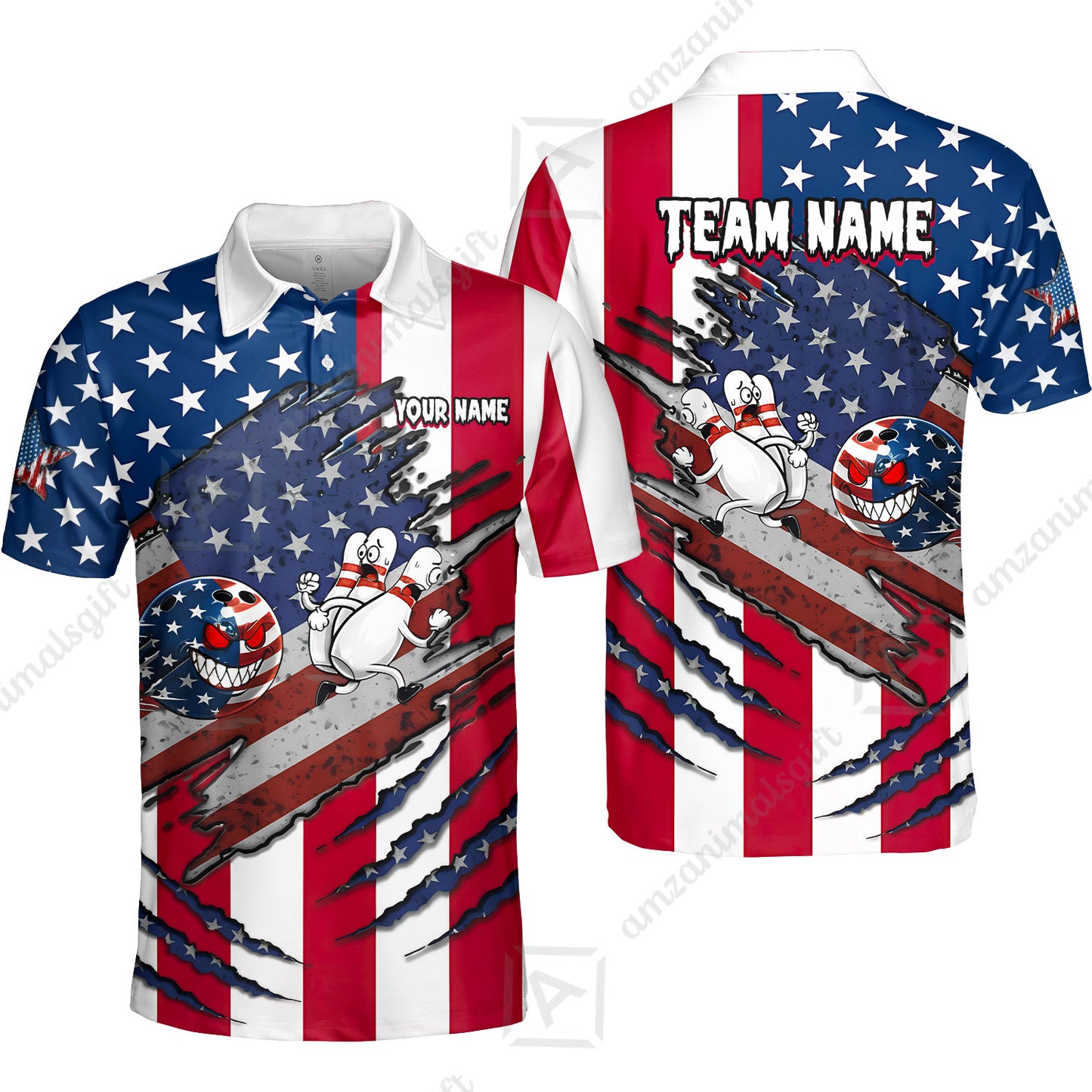 Custom Bowling Jersey Polo Shirt, Monster Strike Bowling Custom Bowling Jersey Team Shirt For Players With Name & Team Name