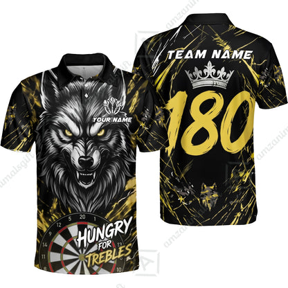 Custom Darts Jersey Polo Shirt, Wolf 180, Custom Dart Jersey Team Shirt For Players With Name & Team Name