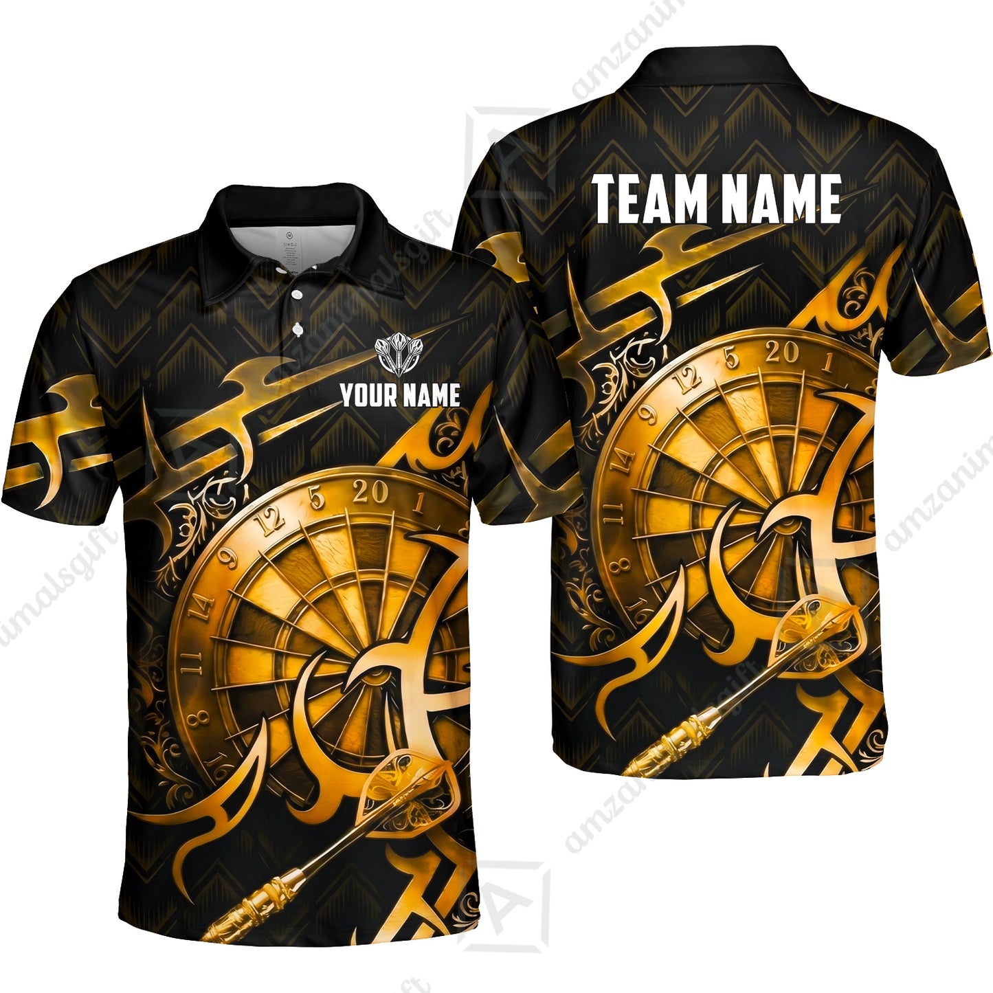 Custom Darts Jersey Polo Shirt, Tribal Darts & Mechanical Inferno, Custom Dart Jersey Team Shirt For Players With Name & Team Name