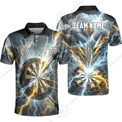 Custom Darts Team Jersey, Personalized Lightning Darts Polo Shirt For Players With Name & Team Name