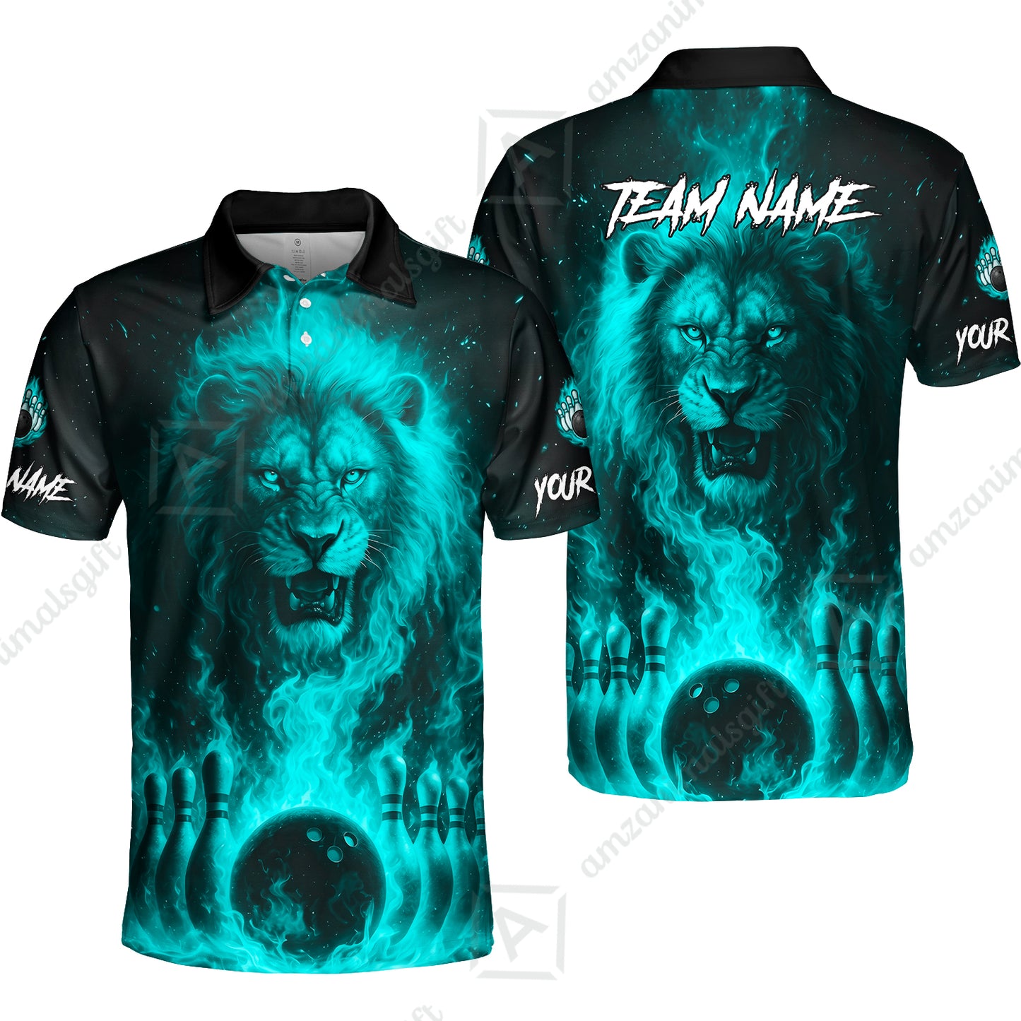 Custom Bowling Jersey Polo Shirt, Bowling Lion Of The Savannah, Custom Bowling Jersey Team Shirt For Players With Name & Team Name