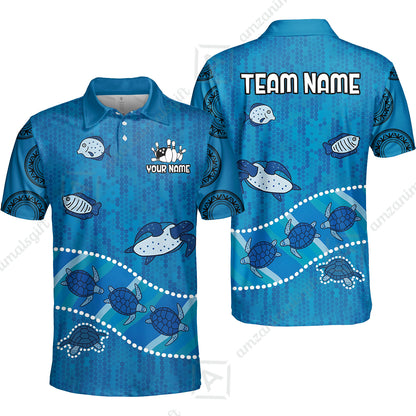 Custom Bowling Jersey Polo Shirt, Sea Turtle Bowling, Custom Bowling Jersey Team Shirt For Players With Name & Team Name