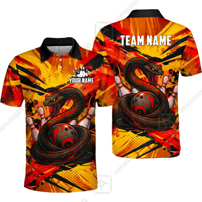 Custom Bowling Jersey Polo Shirt, Viper Venom Strike & Cyberpunk Splash, Custom Bowling Jersey Team Shirt For Players With Name & Team Name