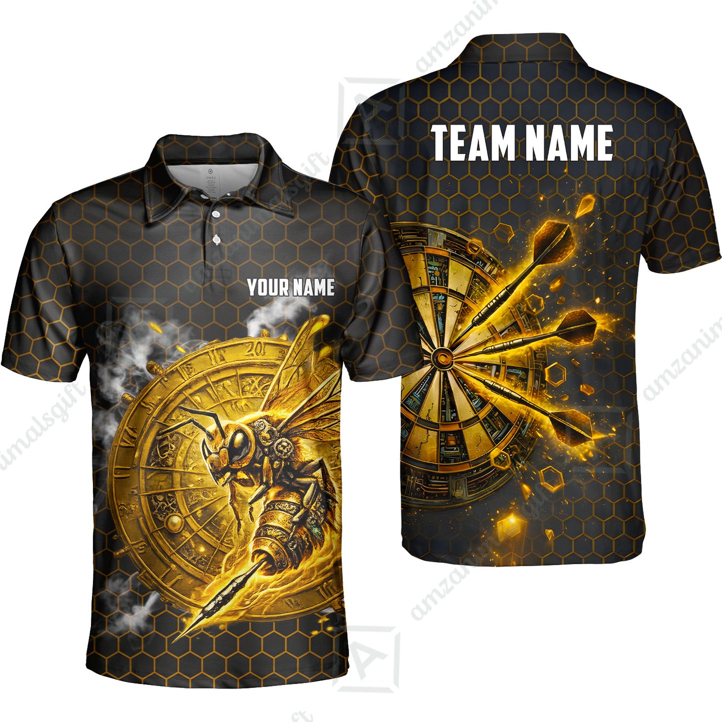 Custom Darts Team Jersey, Personalized Bee Strike Dart Polo Shirt For Players With Name & Team Name