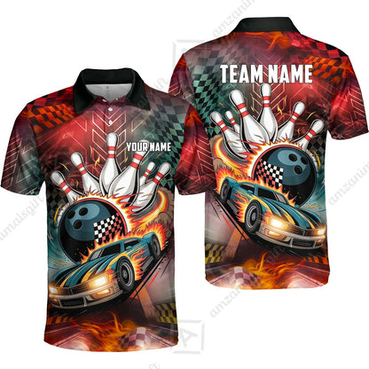Custom Bowling Jersey Polo Shirt, Bowling Thunder Racing, Custom Bowling Jersey Team Shirt For Players With Name and Team Name