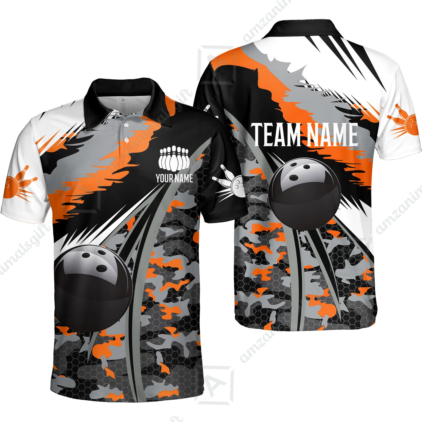 Custom Bowling Team Jersey, Personalized Long Sleeve Jersey Shirt Camo Bowling Shirt with Name & Team Name