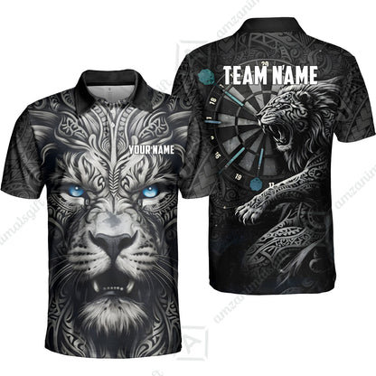 Custom Darts Team Jersey, Personalized Lion Darts Tribal Polo Shirt For Players With Name & Team Name