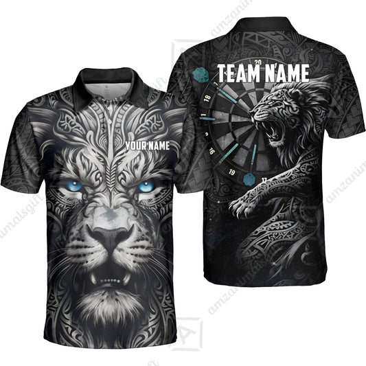 Custom Darts Team Jersey, Personalized Lion Darts Tribal Polo Shirt For Players With Name & Team Name