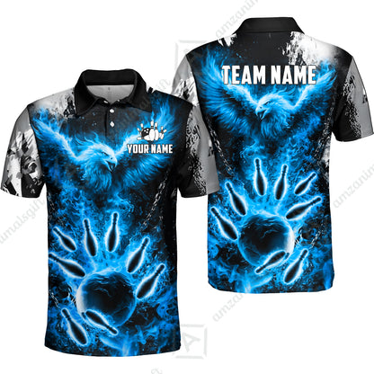 Custom Bowling Jersey Polo Shirt, Flaming Phoenix Bowling, Custom Bowling Jersey Team Shirt For Players With Name & Team Name