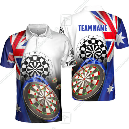 Personalized Darts Men Polo Shirt - Custom Name & Team Name Australia Flag Darts Polo Shirt For Men, Darts Team, Darts Lover