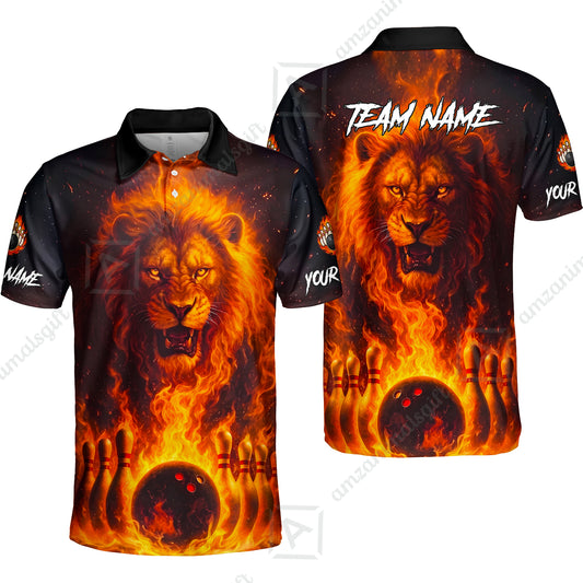 Custom Bowling Jersey Polo Shirt, Bowling Lion Of The Savannah, Custom Bowling Jersey Team Shirt For Players With Name & Team Name