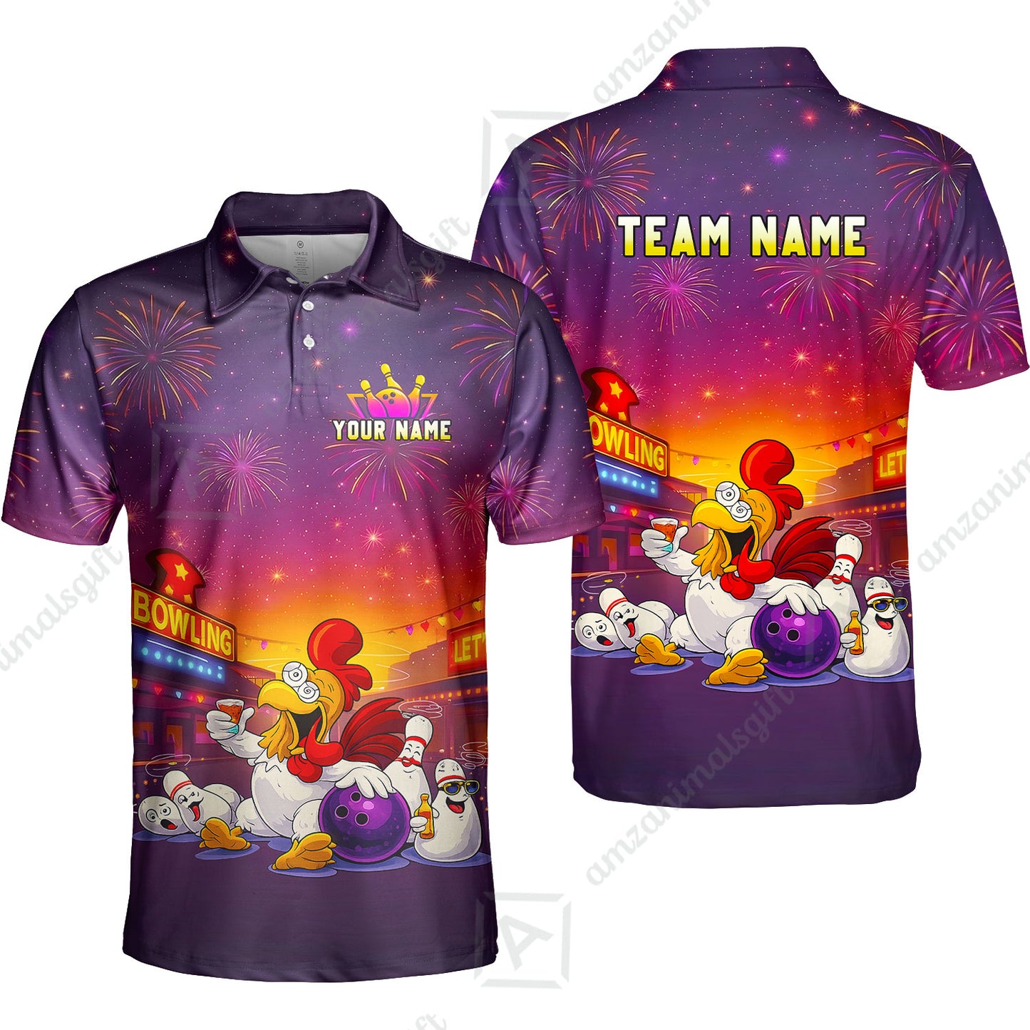 Custom The Tipsy Rooster Bowling Jersey Polo Shirt, Custom The Tipsy Rooster Bowling Jersey Team Shirt For Players With Name & Team Name