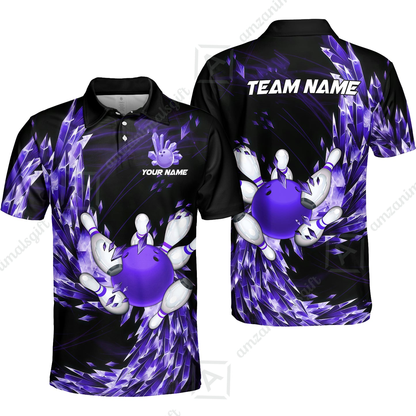 Custom Bowling Jersey Polo Shirt, Crystal Explosion Bowling Custom Bowling Jersey Team Shirt For Players With Name & Team Name