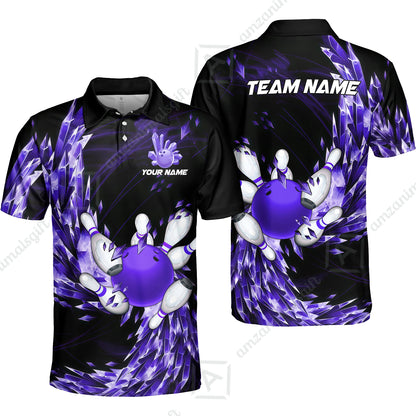 Custom Bowling Jersey Polo Shirt, Crystal Explosion Bowling Custom Bowling Jersey Team Shirt For Players With Name & Team Name