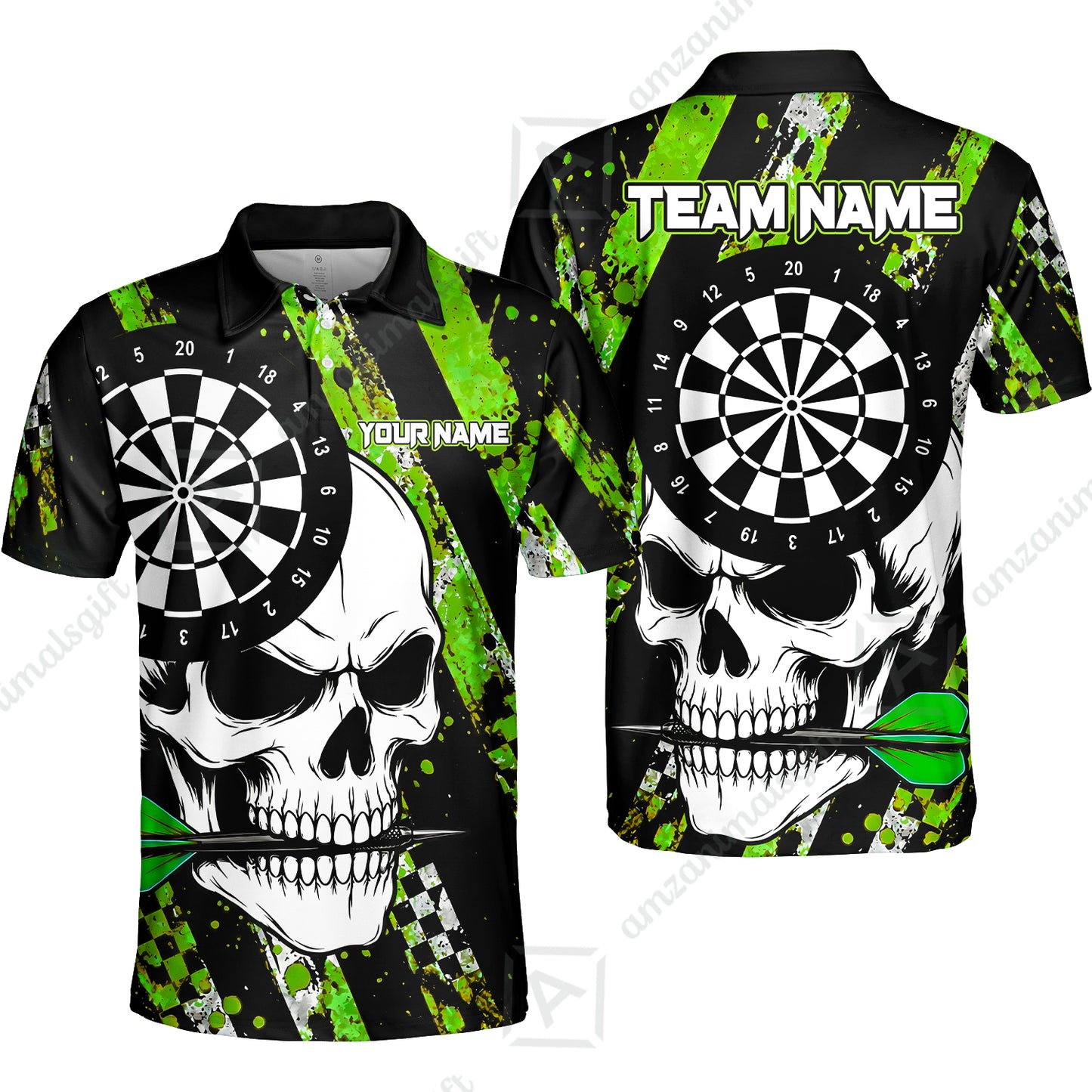Custom Darts Jersey Polo Shirt, Skull Bites Dart, Custom Dart Jersey Team Shirt For Players With Name & Team Name