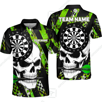 Custom Darts Jersey Polo Shirt, Skull Bites Dart, Custom Dart Jersey Team Shirt For Players With Name & Team Name