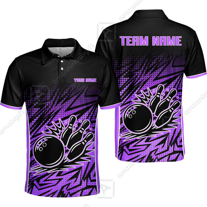 Customized Bowling Unisex Polo Shirt, Abstract Sameless Pattern Color Bowling Uniforms, Personalized Name And Team Name