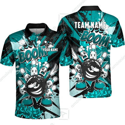 Custom Bowling Jersey Polo Shirt, Dabbing Cartoon Monster, Custom Bowling Jersey Team Shirt For Players With Name & Team Name