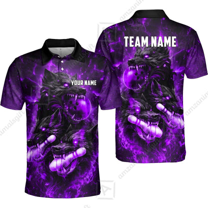 Custom Bowling Jersey Polo Shirt, Dark Fantasy Hellfire Werewolf, Custom Bowling Jersey Team Shirt For Players With Name & Team Name