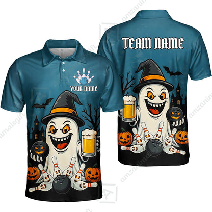 Custom Bowling Jersey Polo Shirt, Bowling Halloween Witch, Custom Bowling Jersey Team Shirt For Players With Name & Team Name