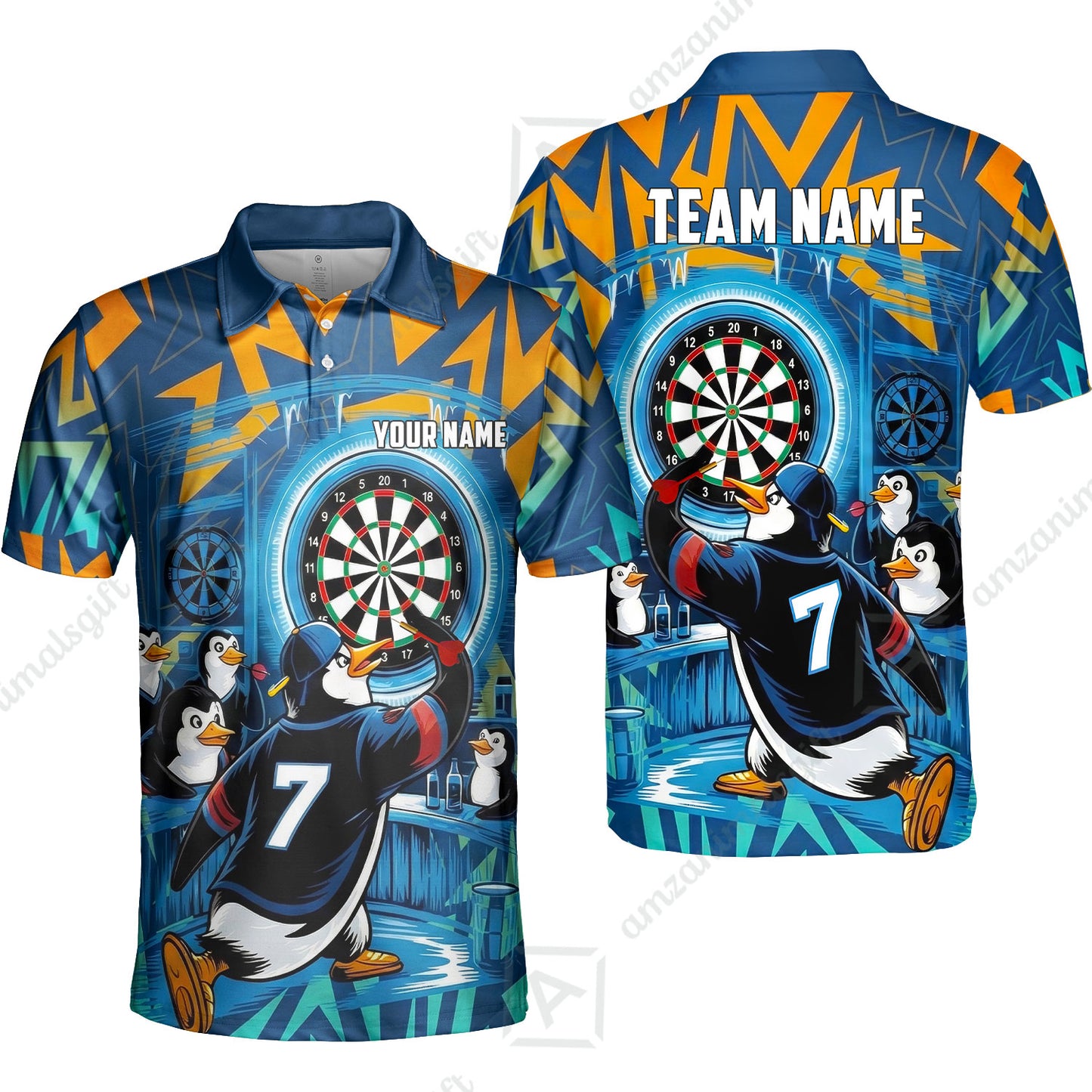 Custom Darts Team Jersey, Personalized Penguins Strike Dart Polo Shirt For Players With Name & Team Name