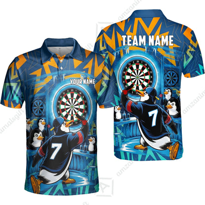 Custom Darts Team Jersey, Personalized Penguins Strike Dart Polo Shirt For Players With Name & Team Name