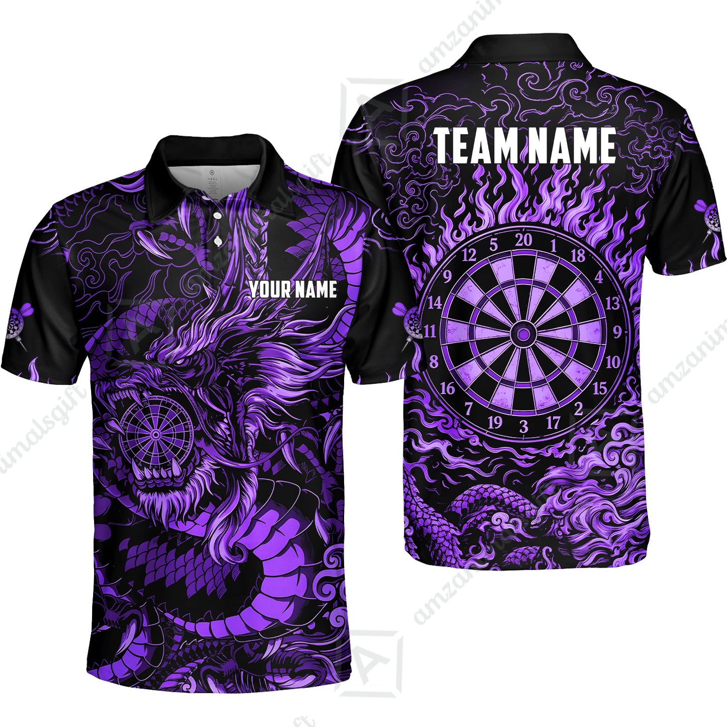 Custom Darts Jersey Polo Shirt, Dragon's Bullseye Darts, Custom Dart Jersey Team Shirt For Players With Name & Team Name