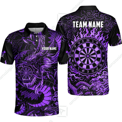Custom Darts Jersey Polo Shirt, Dragon's Bullseye Darts, Custom Dart Jersey Team Shirt For Players With Name & Team Name
