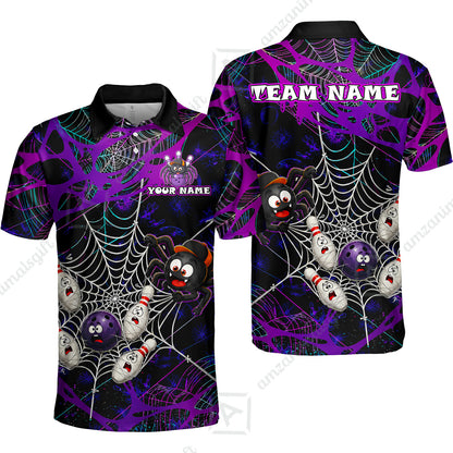 Custom Bowling Jersey Polo Shirt, Spider Bowling, Personalize Name and Team Name